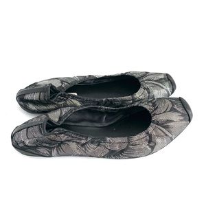 NEW Handmade Silver Jacquard & Leather Flat Loafers NYC Designer